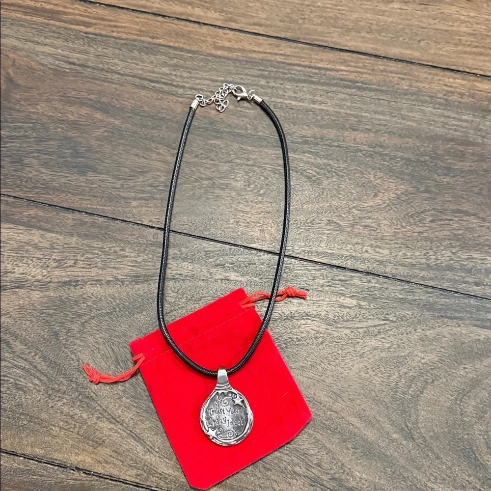 Silver Pendant Necklace with Inspirational Quote - Picture 3 of 5